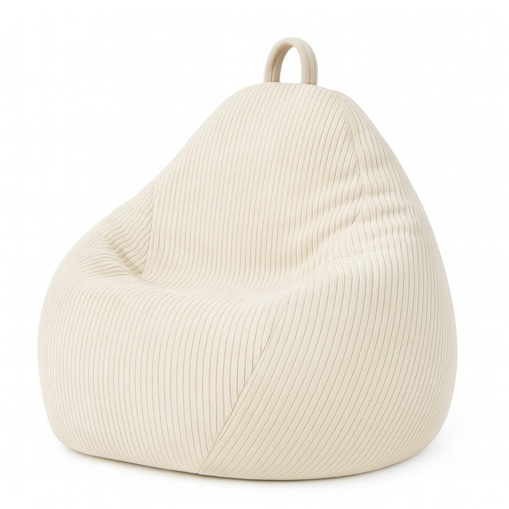 Pouf poire déhoussable en velours côtelé, forme poire rembourrée avec poignée