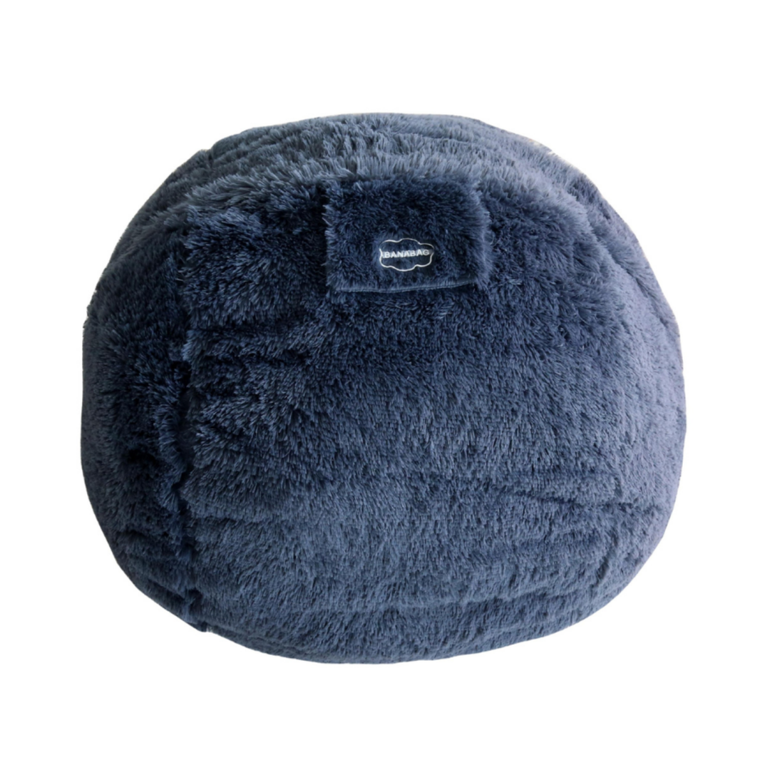 Pouf géant Bananair en fourrure grise, forme ronde