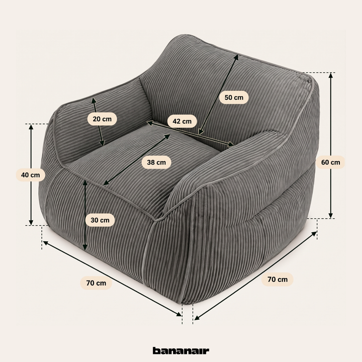 Pouf fauteuil enfant Velours Côtelé - 70x70 cm