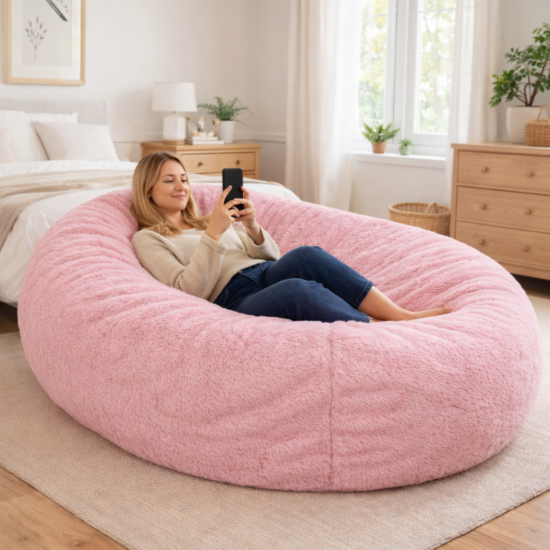 Langer, abziehbarer Riesen-Sitzsack - Kunstfell - 160 cm