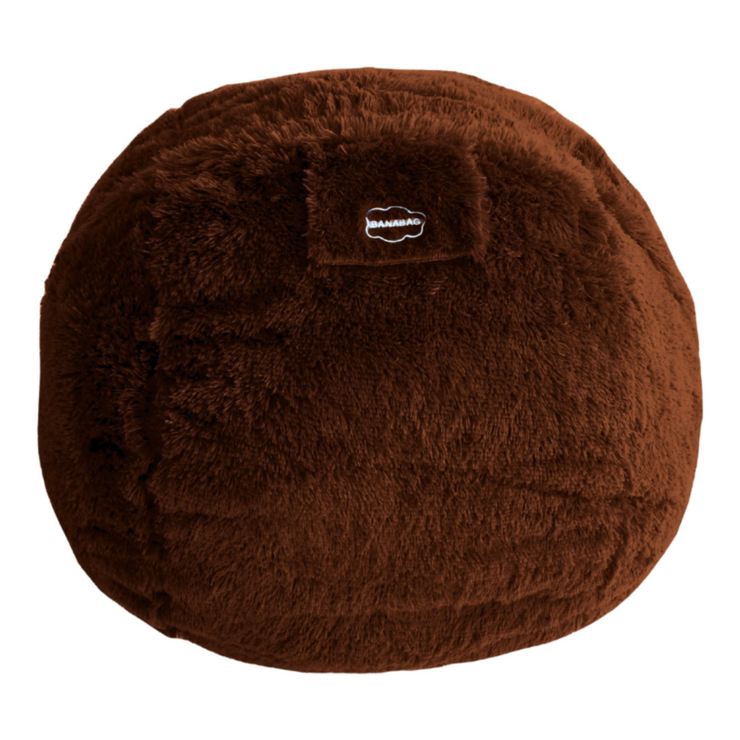Pouf géant Banabag en fourrure marron, forme ronde