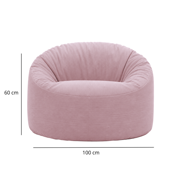 Pouf rond en velours côtelé avec dimensions 100 cm, 60 cm de haut