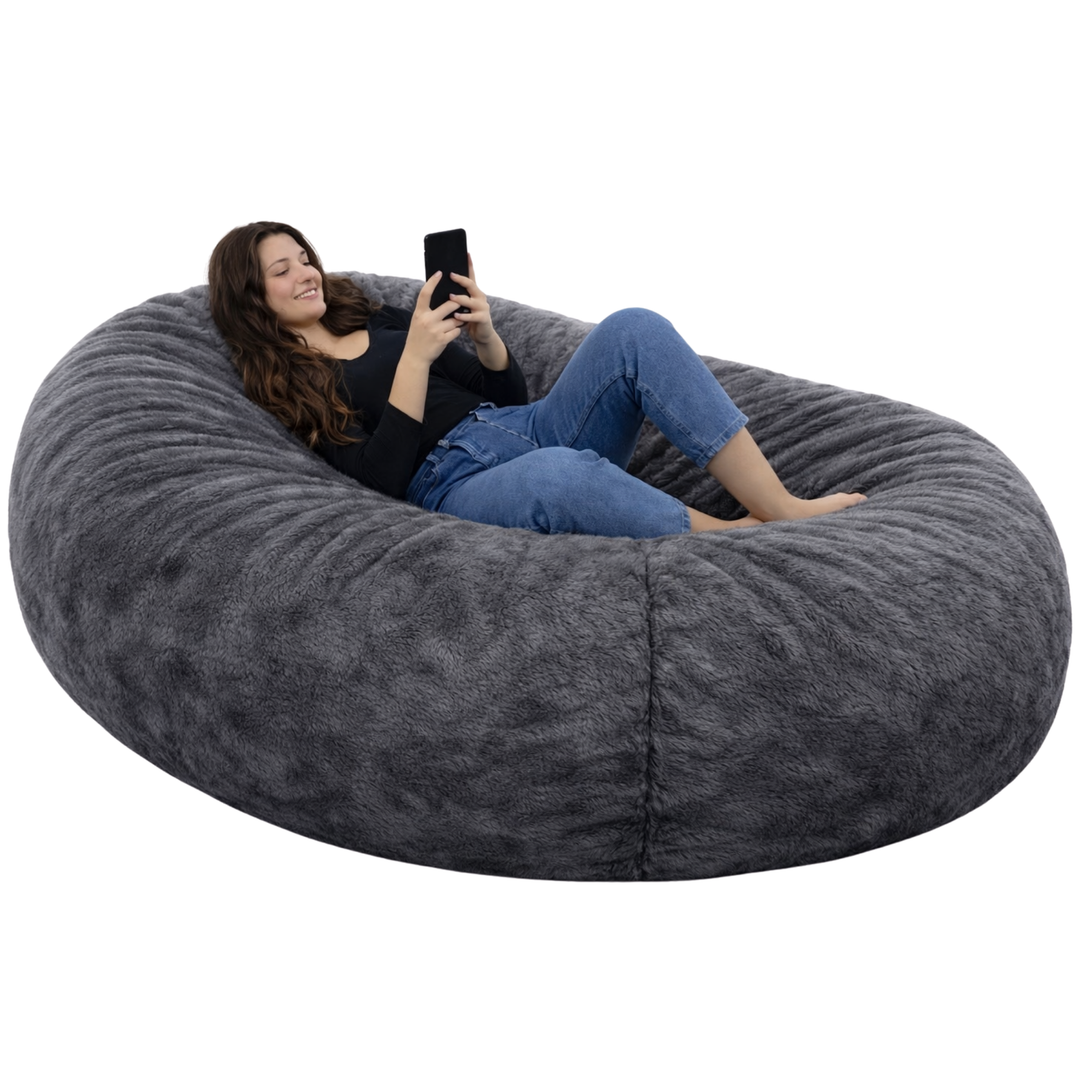 Langer, abziehbarer Riesen-Sitzsack - Kunstfell - 160 cm