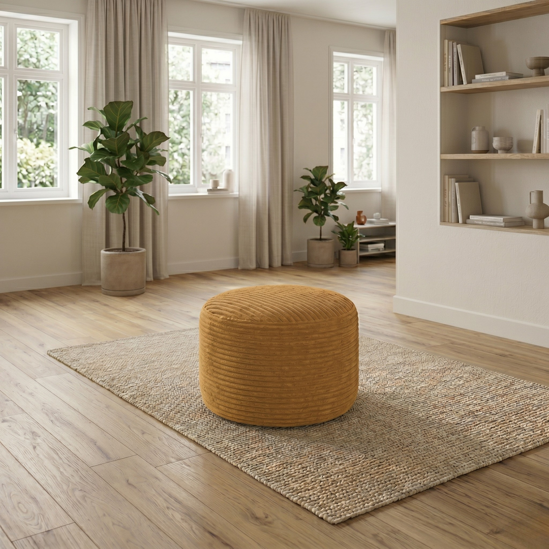 Fußhocker mit abnehmbarem Bezug aus Cord - 50 x 30 cm