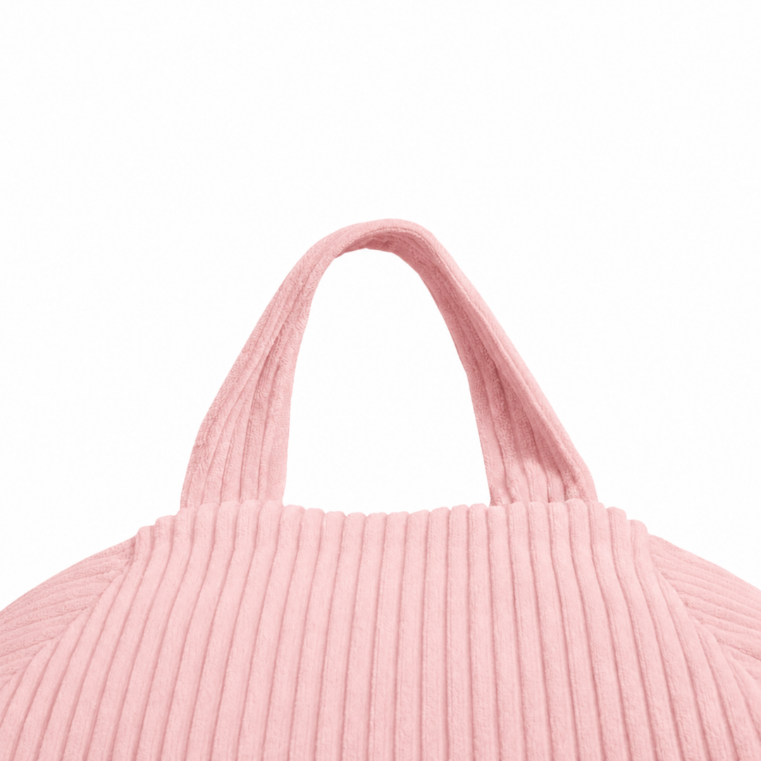 Pouf poire déhoussable en velours côtelé, vue sur la poignée