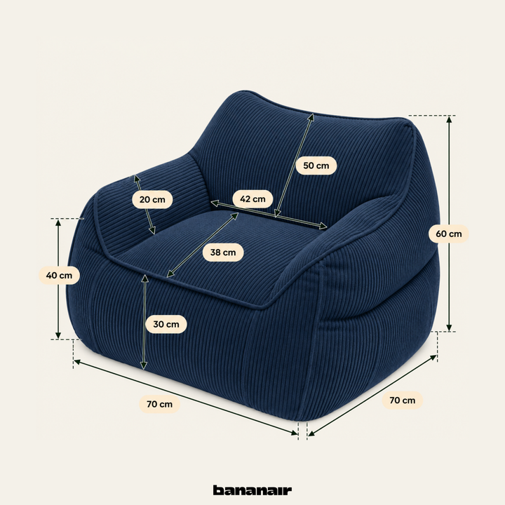 Pouf fauteuil enfant Velours Côtelé - 70x70 cm