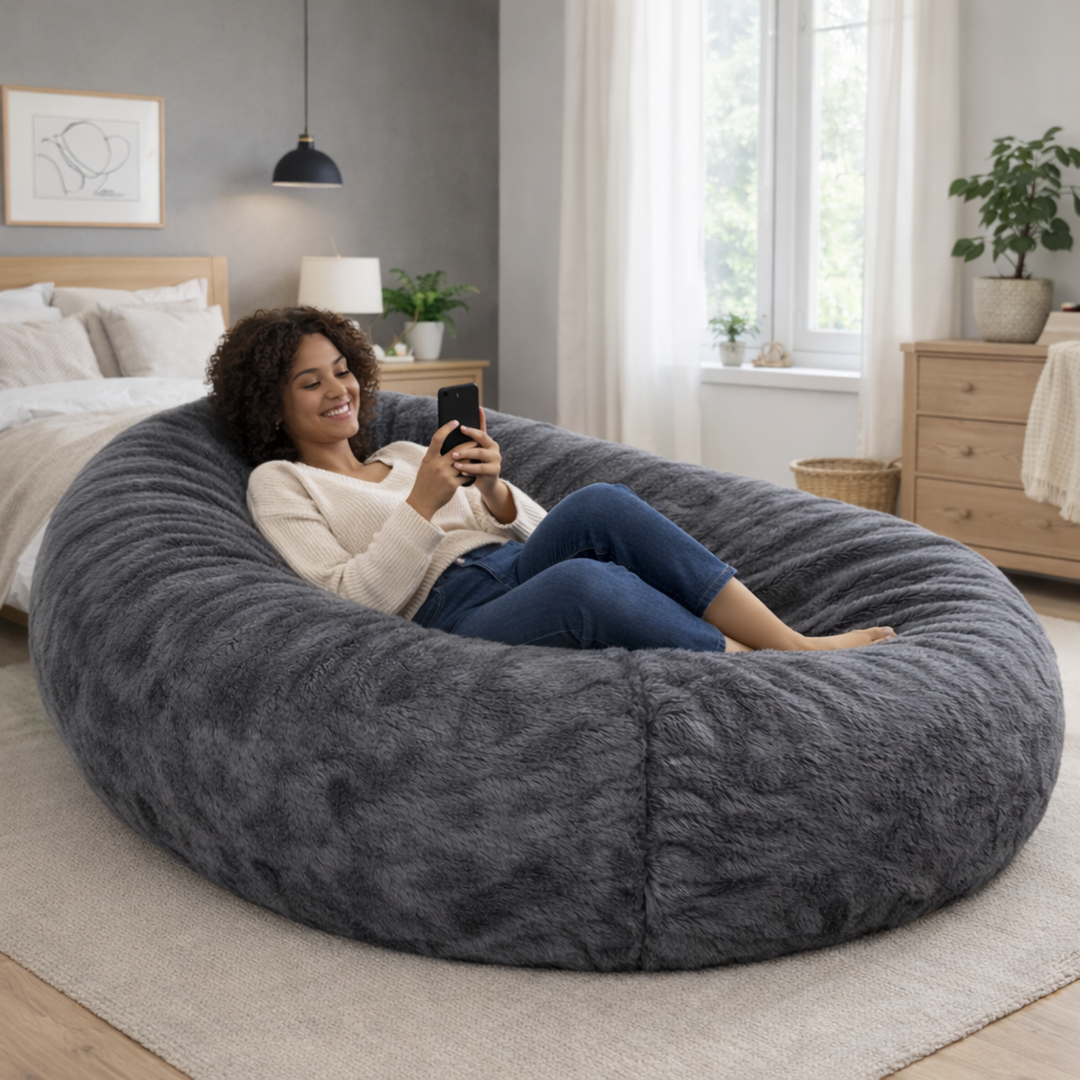 Langer, abziehbarer Riesen-Sitzsack - Kunstfell - 160 cm