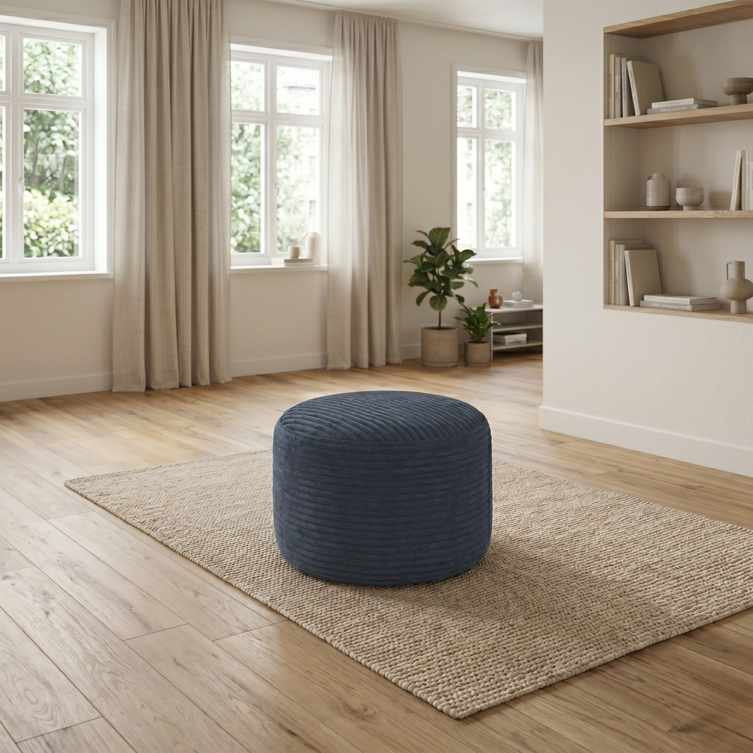 Fußhocker mit abnehmbarem Bezug aus Cord - 50 x 30 cm