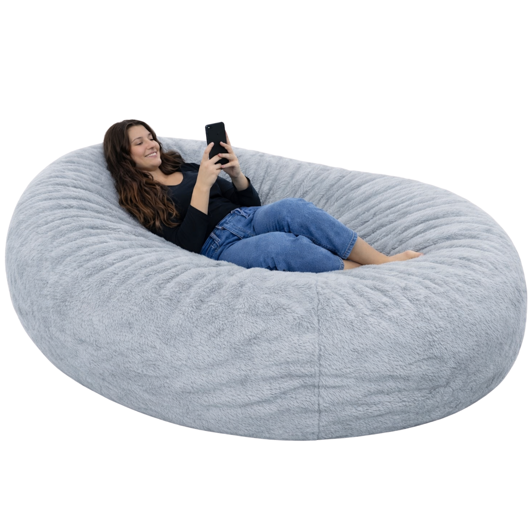 Langer, abziehbarer Riesen-Sitzsack - Kunstfell - 160 cm