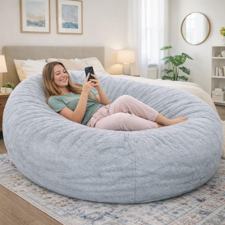 Langer, abziehbarer Riesen-Sitzsack - Kunstfell - 160 cm