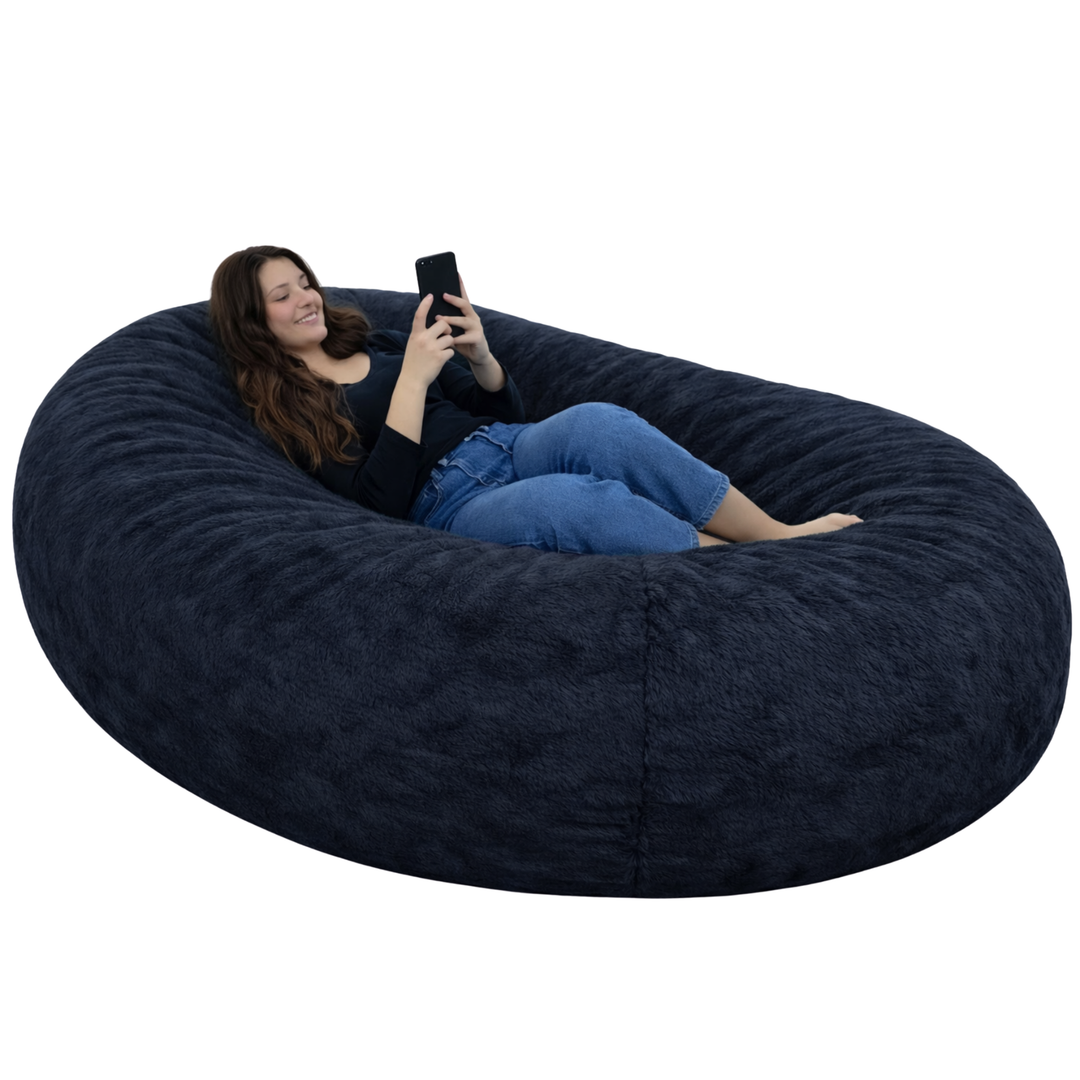 Langer, abziehbarer Riesen-Sitzsack - Kunstfell - 160 cm