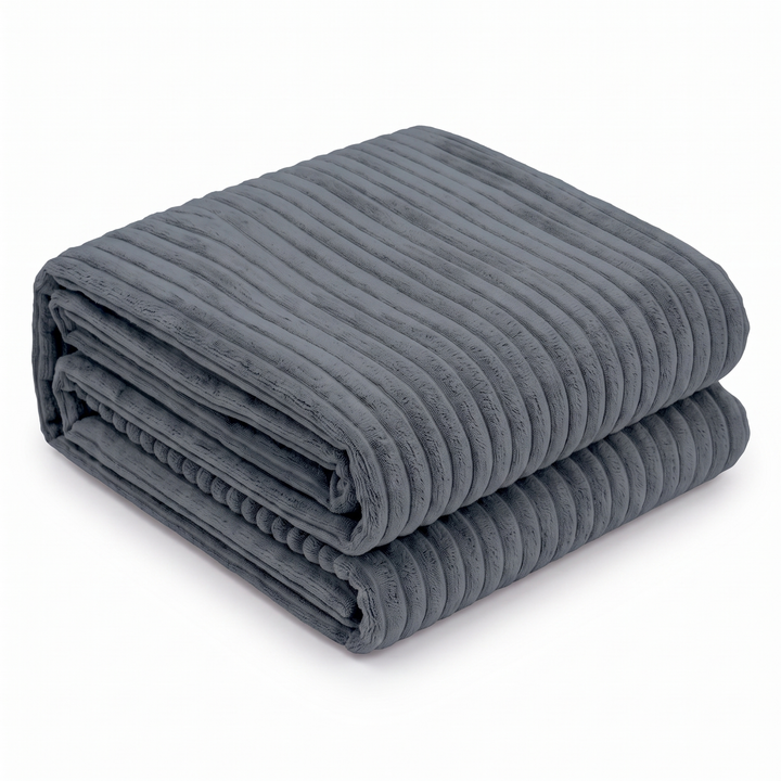 Housse de pouf XXL en velours côtelé gris foncé, 110×100 cm.