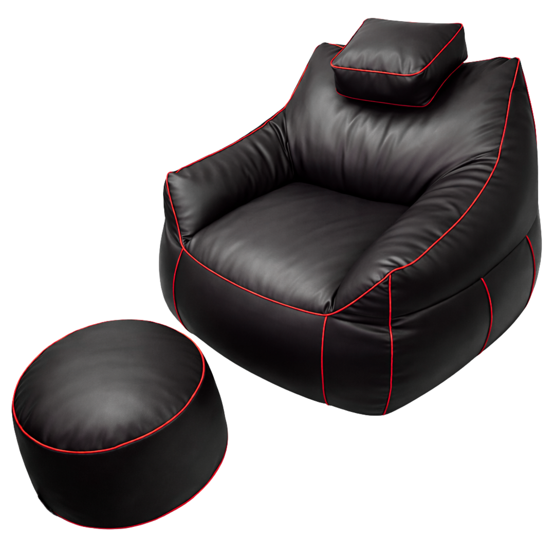 Gaming-Sitzsack aus Kunstleder - 100x110 cm + Fußhocker