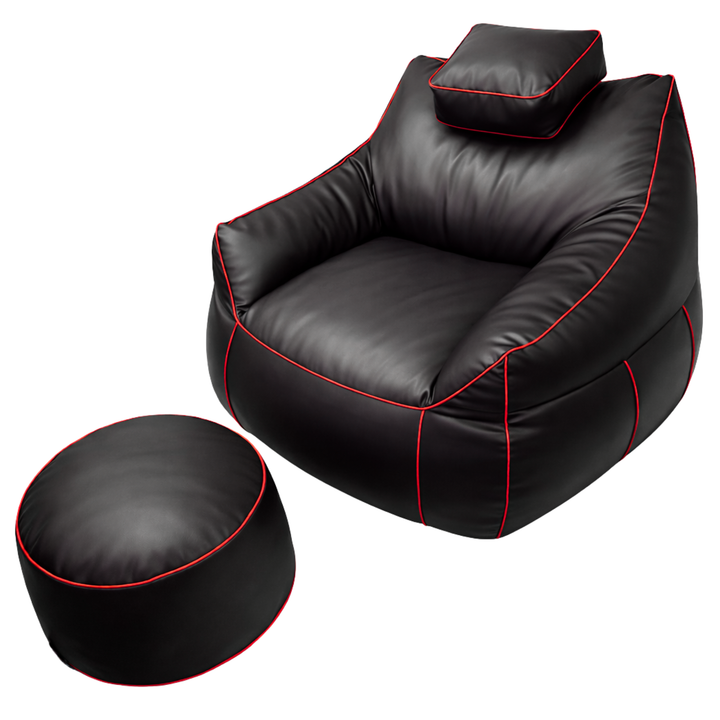 Gaming-Sitzsack aus Kunstleder - 100x110 cm + Fußhocker