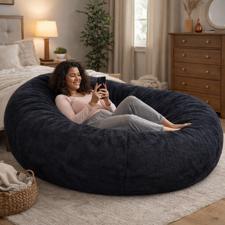 Langer, abziehbarer Riesen-Sitzsack - Kunstfell - 160 cm