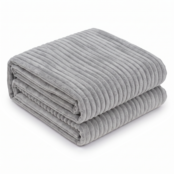 Housse de pouf XXL en velours côtelé gris clair, 110×100 cm.