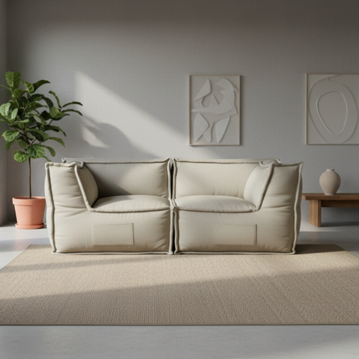 Modulares 2-Sitzer-Sofa - Leinenoptik - 90x180 cm