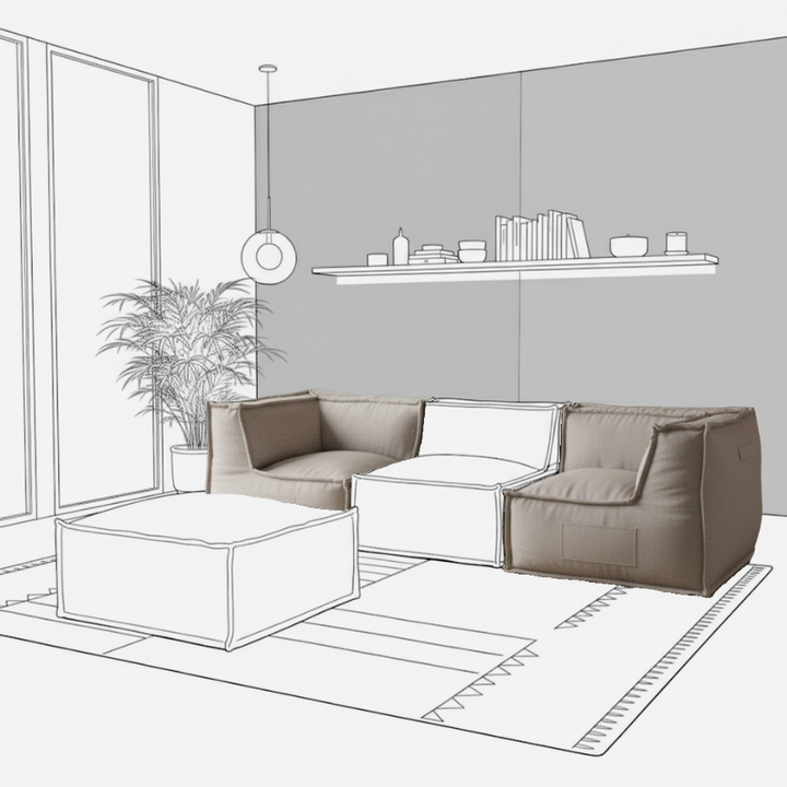 Modulares 2-Sitzer-Sofa - Leinenoptik - 90x180 cm