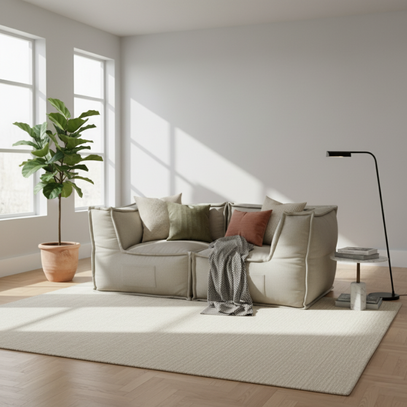 Modulares 2-Sitzer-Sofa - Leinenoptik - 90x180 cm