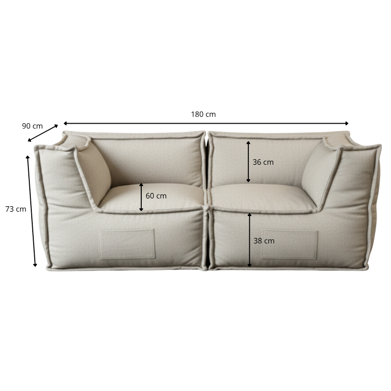 Modulares 2-Sitzer-Sofa - Leinenoptik - 90x180 cm