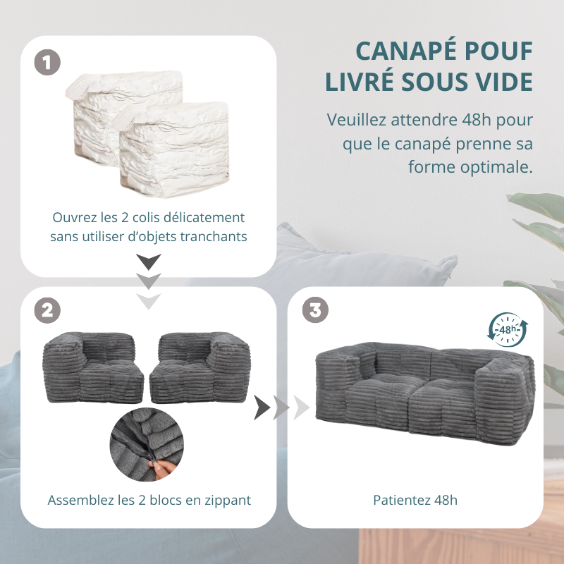 Modulares Sofa aus Cordfell - 90x180 cm