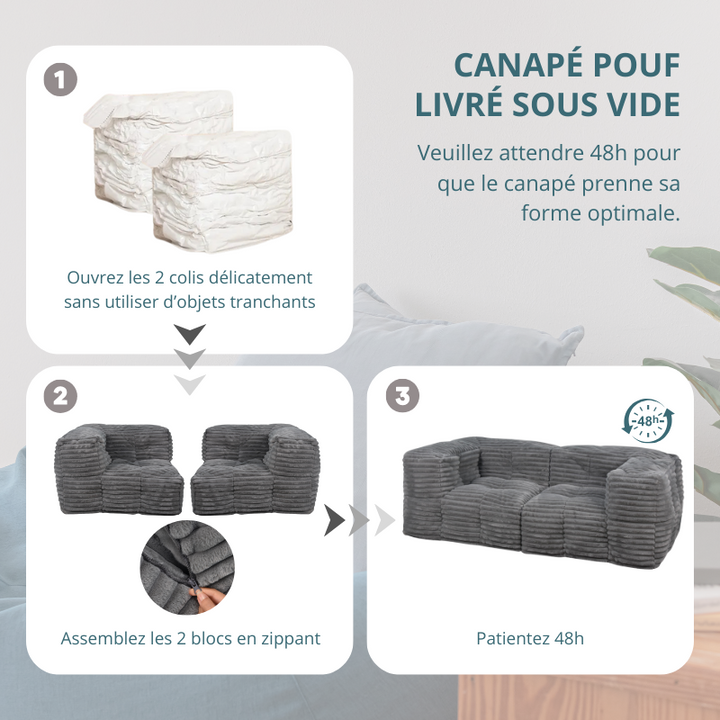 Modulares Sofa aus Cordfell - 90x180 cm