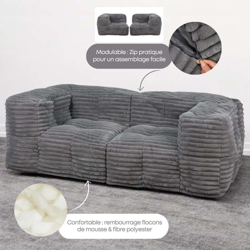 Modulares Sofa aus Cordfell - 90x180 cm