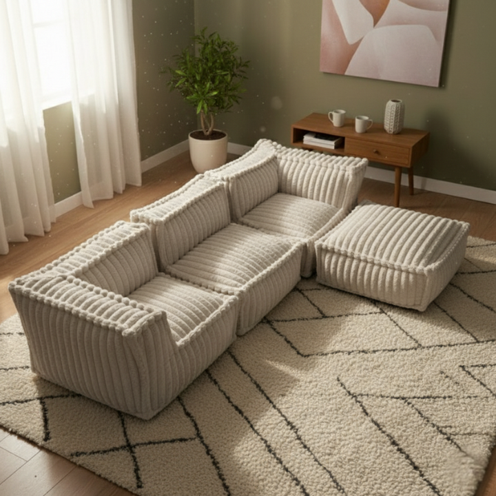 Zentrales Modul für modulares Sofa - Rippenfell - 90x82 cm