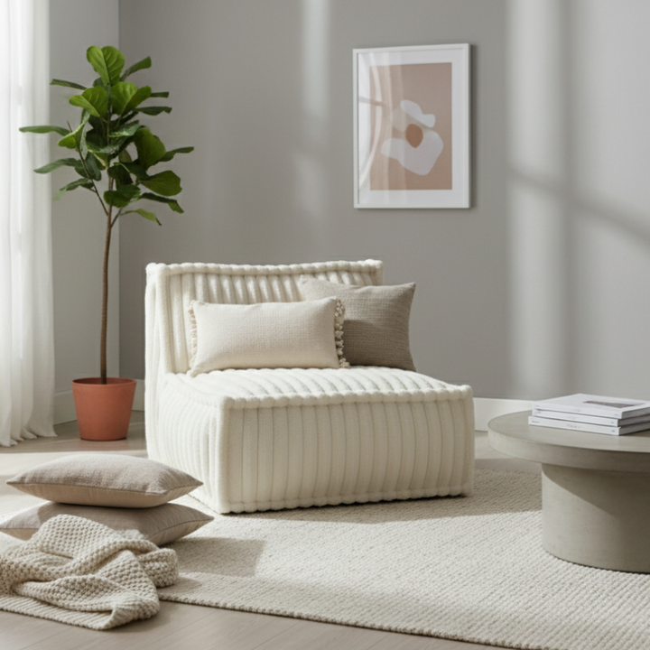 Zentrales Modul für modulares Sofa - Rippenfell - 90x82 cm