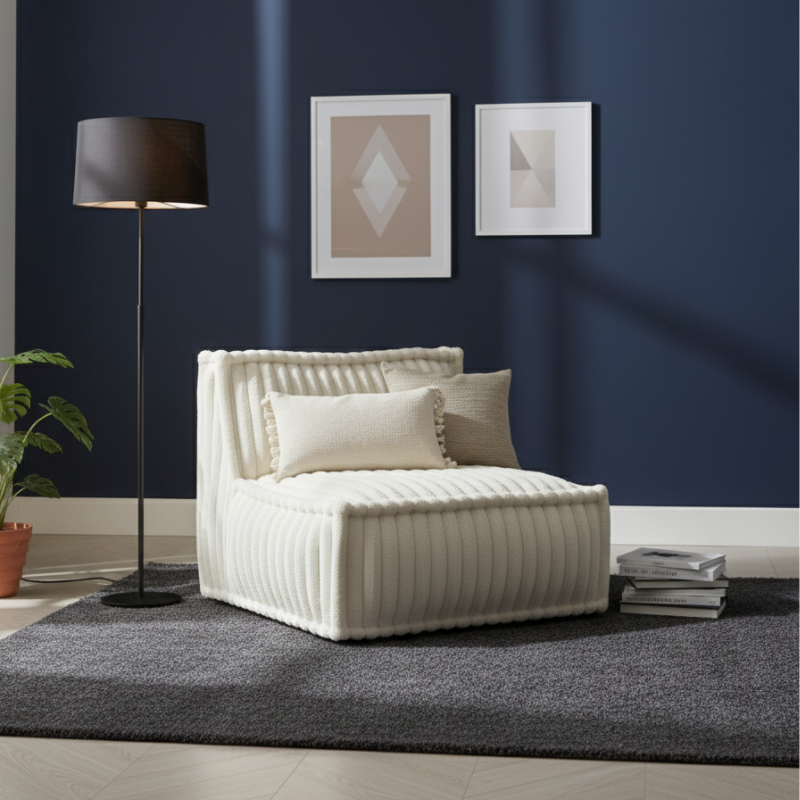 Zentrales Modul für modulares Sofa - Rippenfell - 90x82 cm