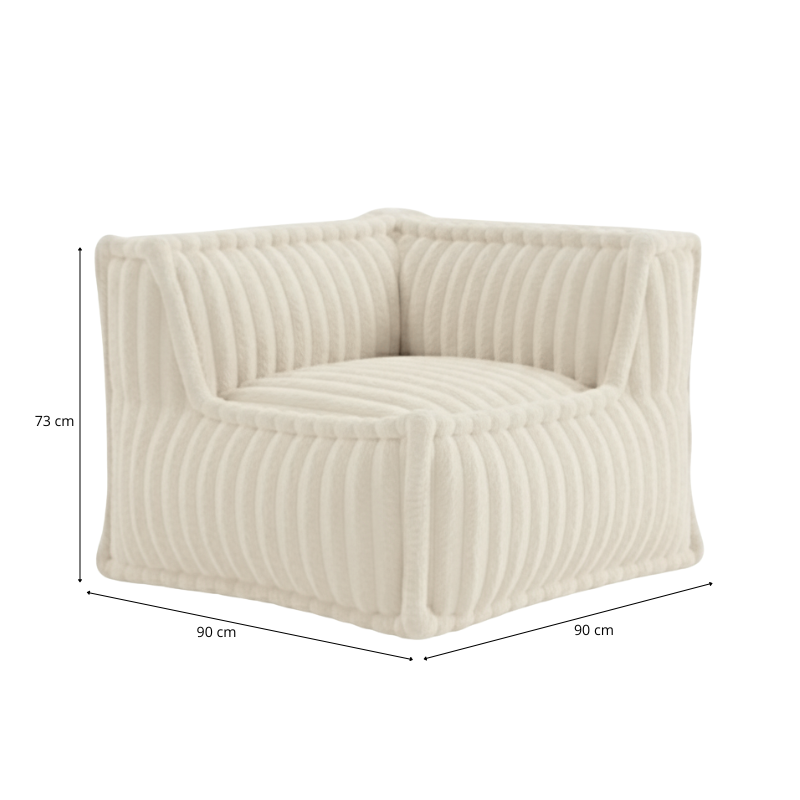 Rechtwinkliges Eckmodul für modulares Sofa - Kordfell - 90x90 cm