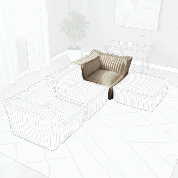 Rechtwinkliges Eckmodul für modulares Sofa - Kordfell - 90x90 cm