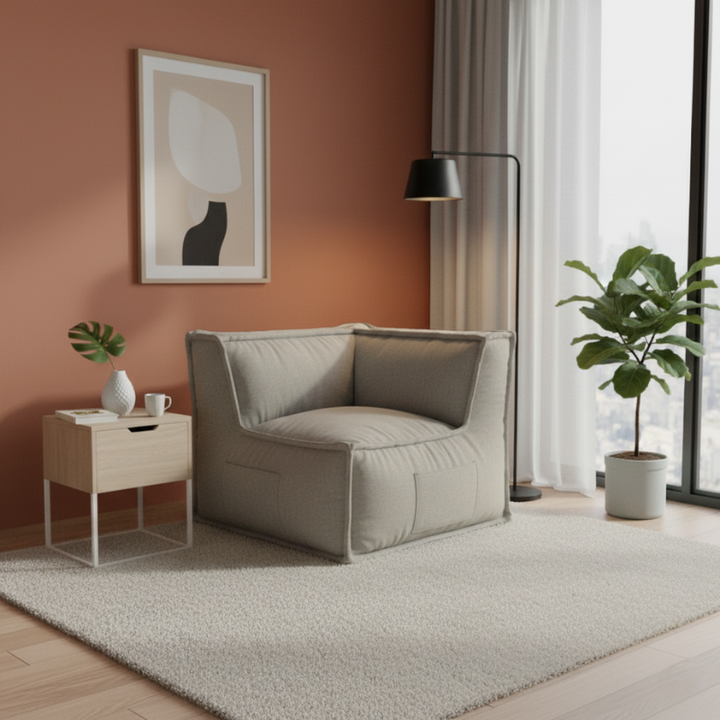 Reversibles Eckmodul für modulares Sofa - Leinenoptik - 90x90 cm