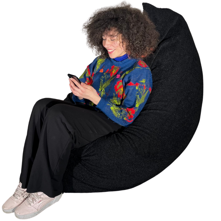 Sitzsack aus Bouclé-Stoff, abnehmbarer Bezug - 140x180 cm