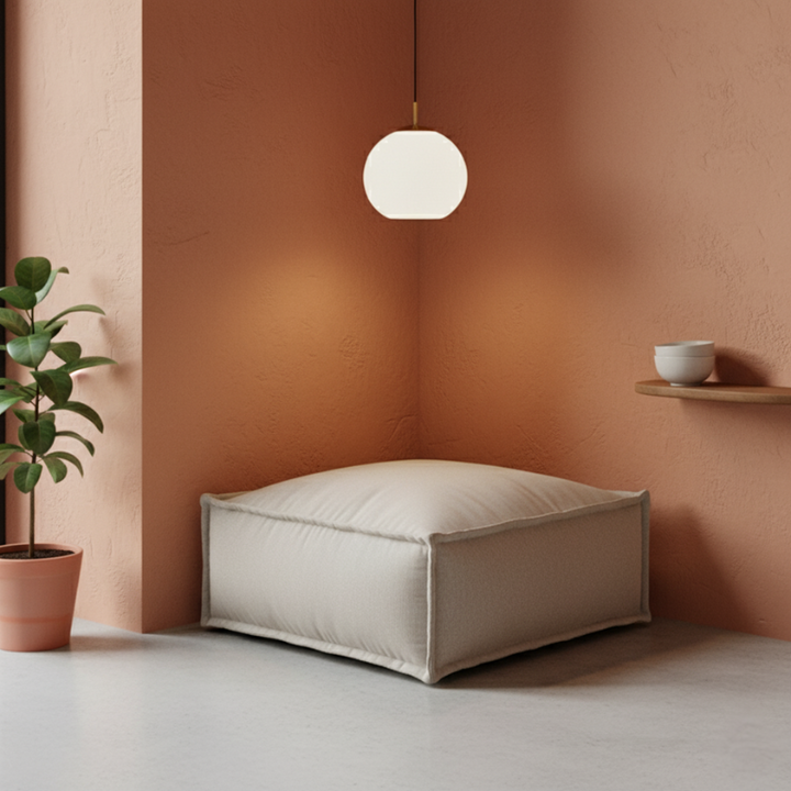 Hocker-Récamiere für Modulsofa - Leinenoptik - 80x60x38 cm