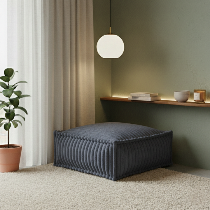 Hocker-Récamiere für modulares Sofa - Rippfell - 80x60x38 cm