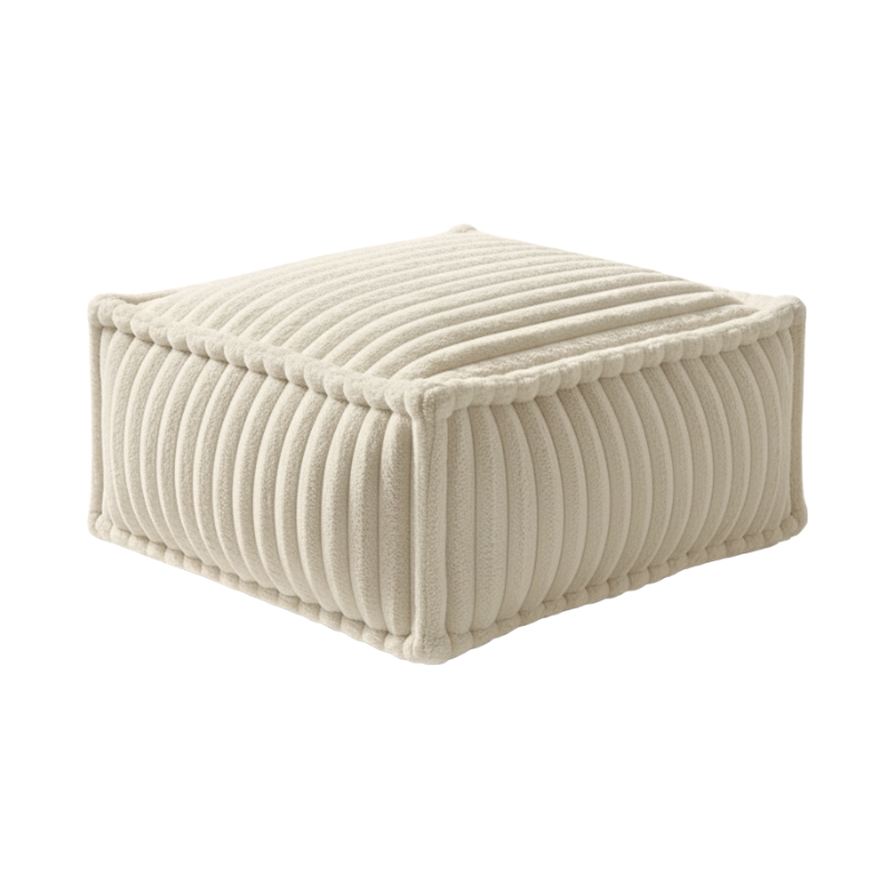 Hocker-Récamiere für modulares Sofa - Rippfell - 80x60x38 cm