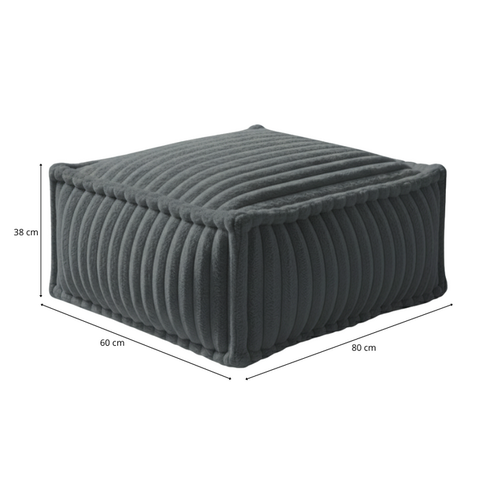 Hocker-Récamiere für modulares Sofa - Rippfell - 80x60x38 cm
